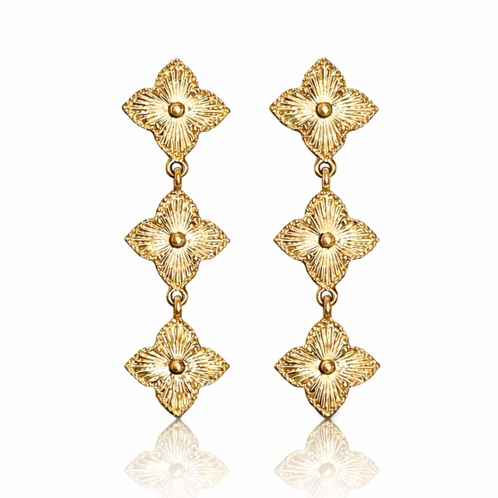 ⚜️ Elegant Gold Floral Drop Earrings